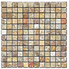 Scabos 1 X 1 Tumbled Travertine Mosaic Tile - 6 X 6 Sample - Tilefornia