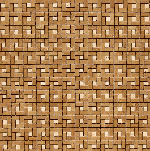Noce Travertine Tumbled Mini Pinwheel Mosaic Tile - Tilefornia