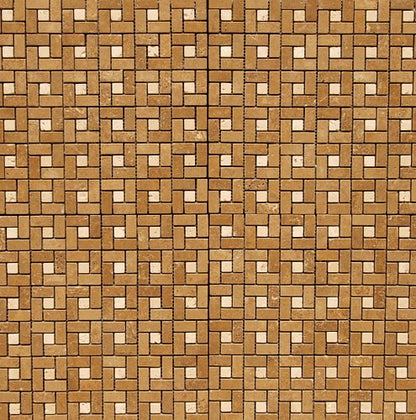 Noce Travertine Tumbled Mini Pinwheel Mosaic Tile - Tilefornia