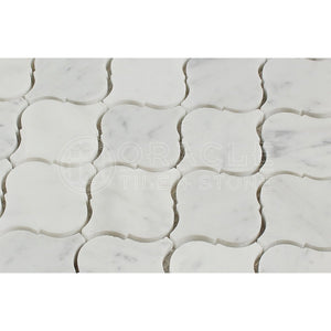 Carrara White Italian (Bianco Carrara) Marble Lantern Arabesque Mosaic Tile, Honed - Tilefornia