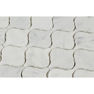 Carrara White Italian (Bianco Carrara) Marble Lantern Arabesque Mosaic Tile, Polished - Tilefornia