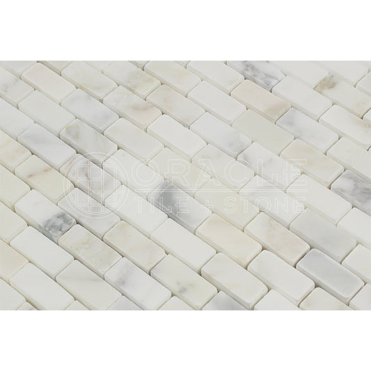 Calacatta Gold (Italian Calcutta) Marble Mini Brick Mosaic Tile, Honed - Tilefornia