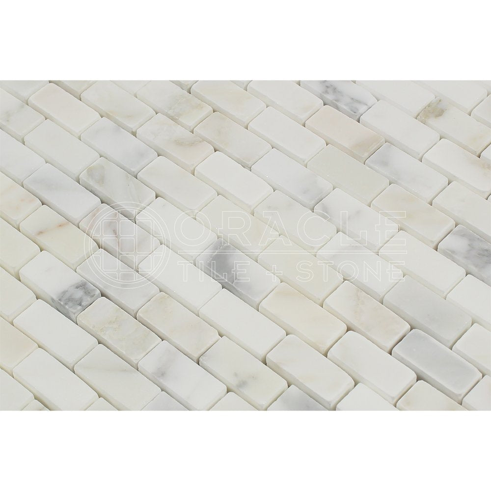 Calacatta Gold (Italian Calcutta) Marble Mini Brick Mosaic Tile, Polished - Tilefornia