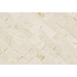 Crema Marfil Spanish Marble 1 X 2 Brick Mosaic Tile, Split Faced - Tilefornia