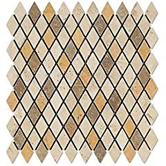 Mixed Travertine 1 X 2 Herringbone Mosaic Tile, Tumbled - 6" X 6" Sample - Tilefornia