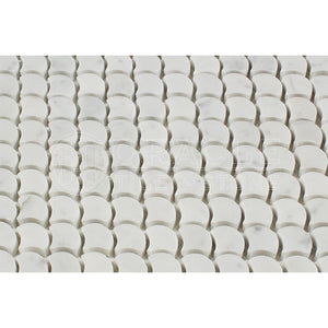 Carrara White Italian (Bianco Carrara) Marble Fan Raindrop Mosaic Tile, Honed - Tilefornia