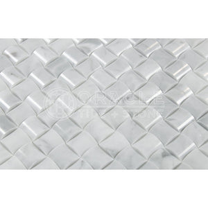 Carrara White Italian (Bianco Carrara) Marble 3D Small Bread Mosaic, Polished - Tilefornia