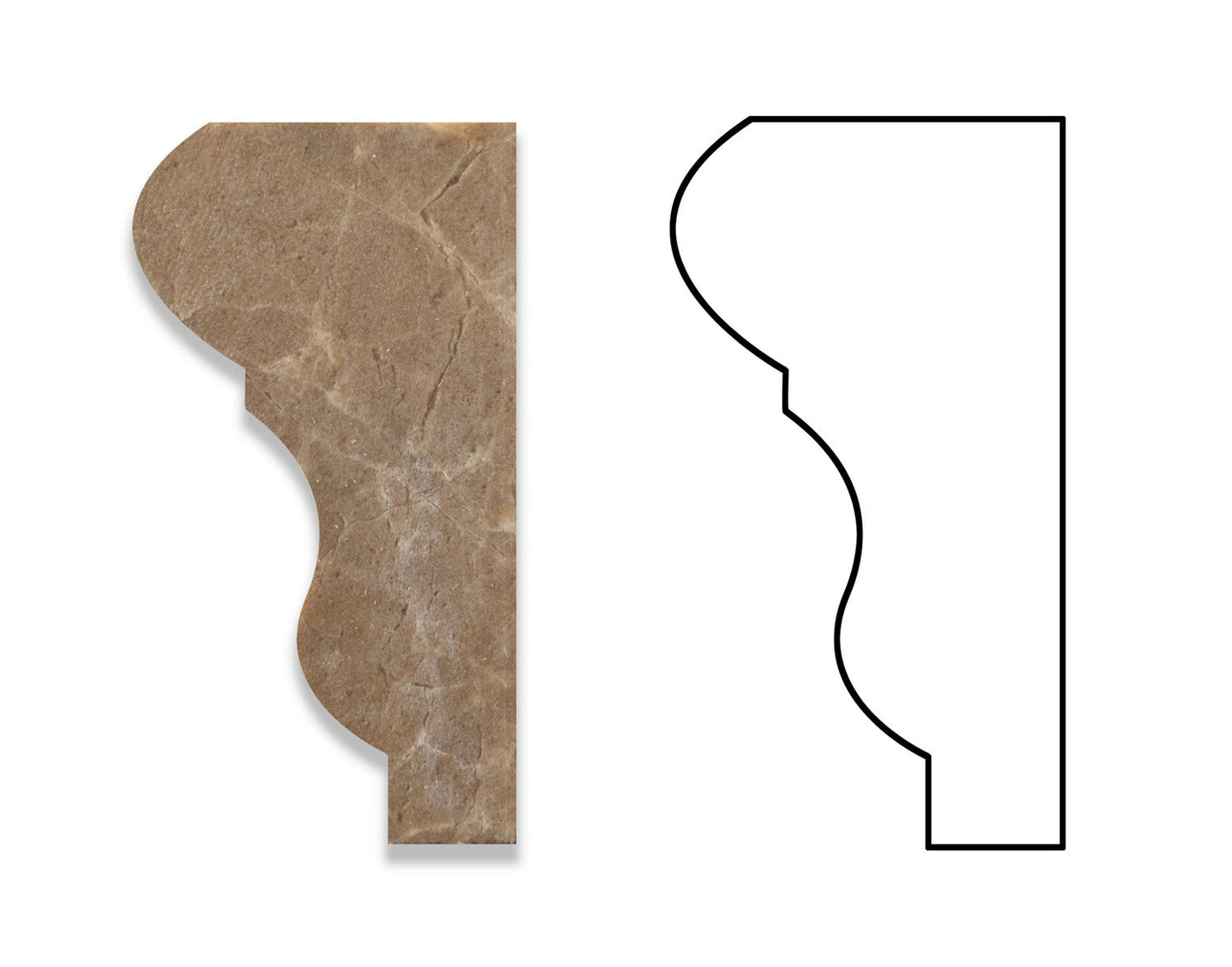 Emperador Light Marble Honed 2 X 12 Milano Molding - Standard Quality - BOX of 15 PCS. - Tilefornia