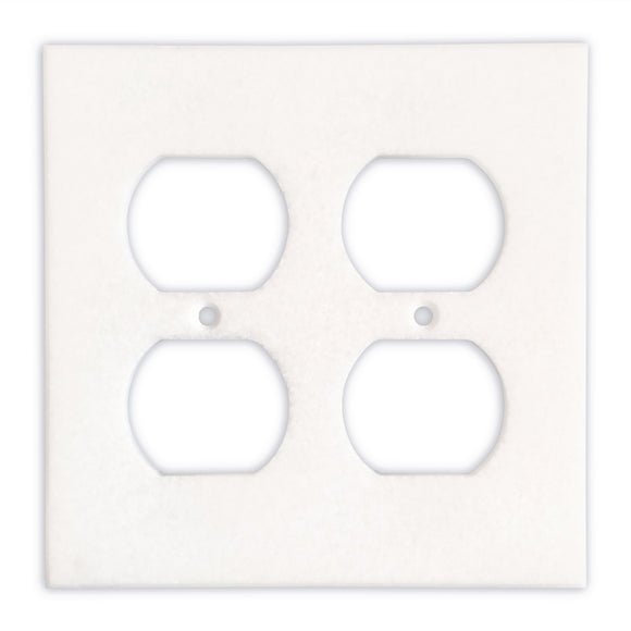 Greek Thassos White Marble Switch Plate Cover, Polished-2 DUPLEX - Tilefornia
