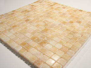 Honey Onyx Polish 5/8 x 5/8 x6mm mosaic stone and glass tile - Tilefornia