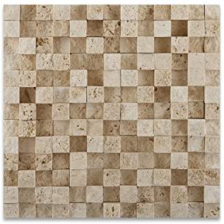 Ivory Travertine 1 X 1 HI-LOW Split-Faced Mosaic Tile - 6