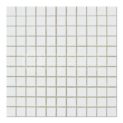White Thassos Marble Mosaic Tile 1x1, Polished