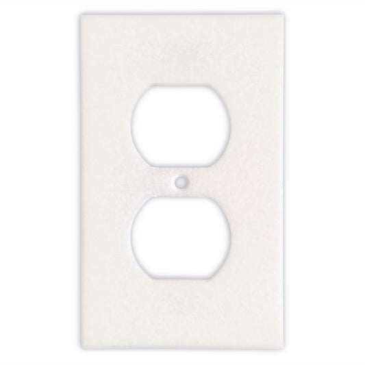 Greek Thassos White Marble Switch Plate Cover, Polished-SINGLE DUPLEX - Tilefornia