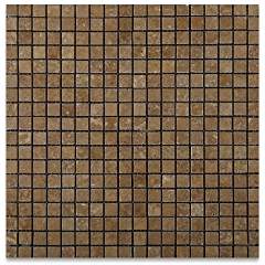 Noce Travertine 5/8 X 5/8 Tumbled Mosaic Tile - 6" X 6" Sample - Tilefornia