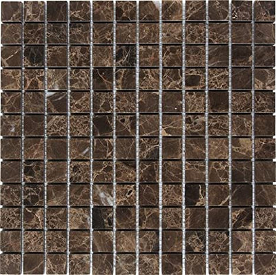 Dark Emperador Marble Mosaic Tile 1x1, Polished