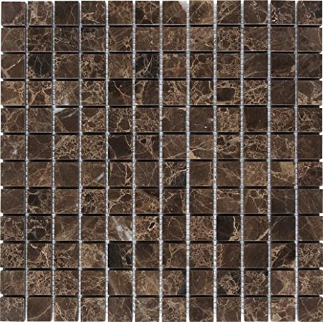 Emperador Dark 1"x1" Polished Marble Mosaic Tile - Tilefornia
