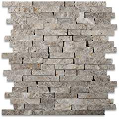 SILVERADO GRAY 5/8XRANDOM Marble SPLIT-FACED Mosaic Tile - Tilefornia