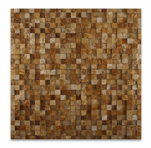 Gold / Yellow Travertine 1 X 1 HI-LOW Split-Faced Mosaic Tile - Box of 4 sq. ft. - Tilefornia