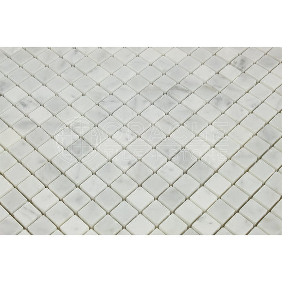 Tilefornia Carrara White Italian (Bianco Carrara) Marble 5/8 X 5/8 Mosaic Tile, Honed - Tilefornia