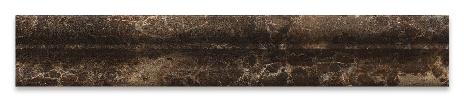 Emperador Dark Marble Polished 2 X 12 Crown Mercer Molding - 4" Sample - Tilefornia