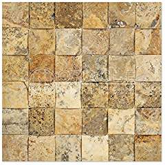 Scabos Travertine 2 X 2 Mosaic Tile, CNC-Arched & Honed - Tilefornia