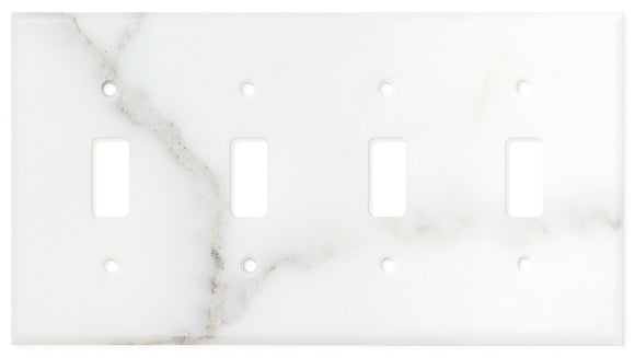 Italian Calacatta Gold Marble Switch Plate Cover, Honed (4 TOGGLE) - Tilefornia