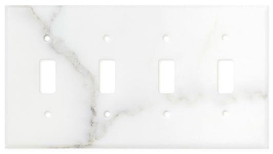 Italian Calacatta Gold Marble Switch Plate Cover, Polished (4 TOGGLE) - Tilefornia