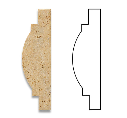 Gold (Yellow) Travertine 3 X 12 Arch / Baldwin Trim Molding, Honed - 4" Sample - Tilefornia