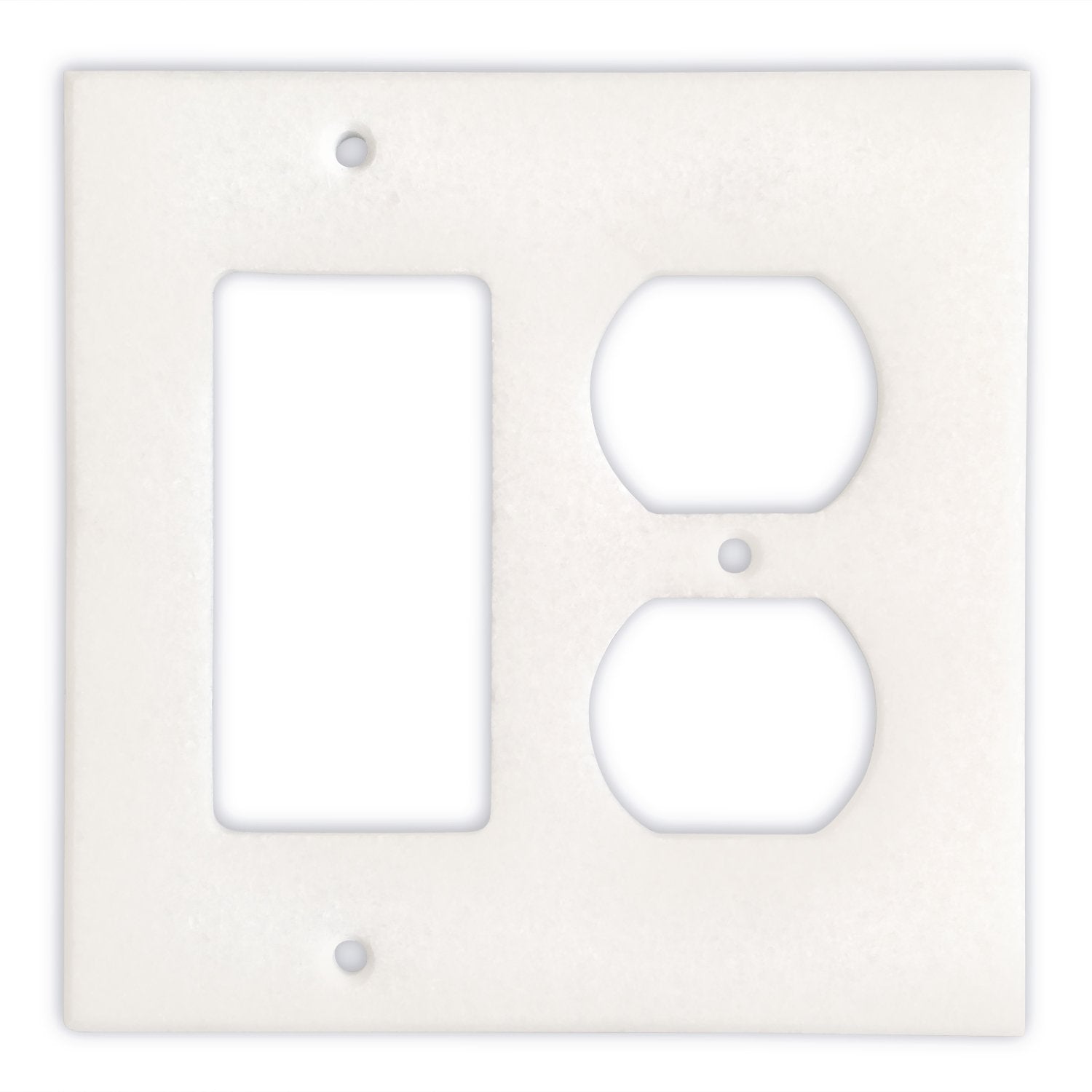 Greek Thassos White Marble Switch Plate Cover, Polished-ROCKER DUPLEX - Tilefornia
