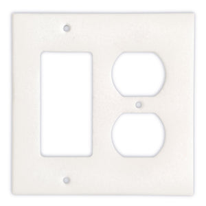 Greek Thassos White Marble Switch Plate Cover, Polished-ROCKER DUPLEX - Tilefornia