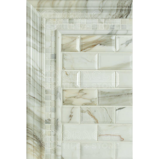Calacatta Gold (Italian Calcutta) Marble 5/8 X 5/8 Mosaic Tile, Honed - Tilefornia