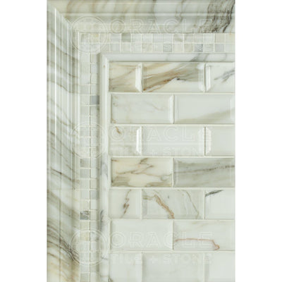 White Calacatta Gold Marble Mosaic Tile 5/8x5/8, Polished