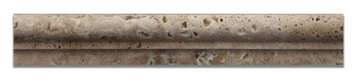 Walnut Travertine Honed 2 X 12 Chair Rail Ogee-1 Molding - Standard Quality - BOX of 15 PCS - Tilefornia