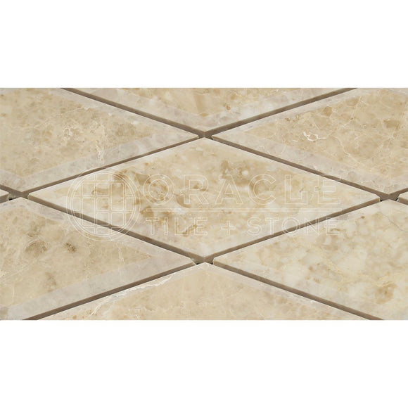 Cappuccino Marble 3 X 6 Diamond (Rhomboid) Mosaic Tile, Polished and Deep Beveled - Tilefornia