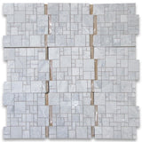 Carrara White Italian (Bianco Carrara) Marble Mini-Versailles Pattern Mosaic Tile, Polished - Tilefornia
