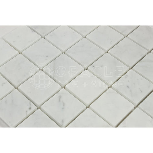 Carrara White Italian (Bianco Carrara) Marble 2 X 2 Mosaic Tile, Polished - Tilefornia