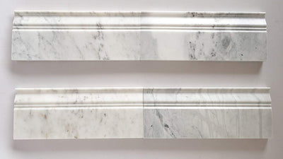 White Marble Baseboard Trim 5x12, Polished