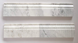 Bianco Venatino Marble Polished 5 X 12 Baseboard Trim Molding - STANDARD QUALITY - Lot of 20 Pcs. - Tilefornia