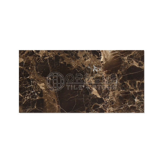Emperador Dark Spanish Marble 3 X 6 Subway Field Tile, Polished - Tilefornia