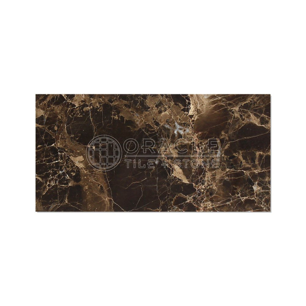 Emperador Dark Spanish Marble 3 X 6 Subway Field Tile, Tumbled - Tilefornia