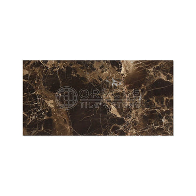 Dark Emperador Marble Subway Tile 3x6, Tumbled