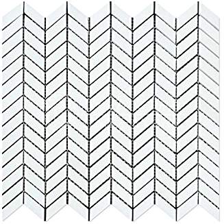 Thassos White Greek Marble Mini Chevron Mosaic Tile, Polished - Tilefornia