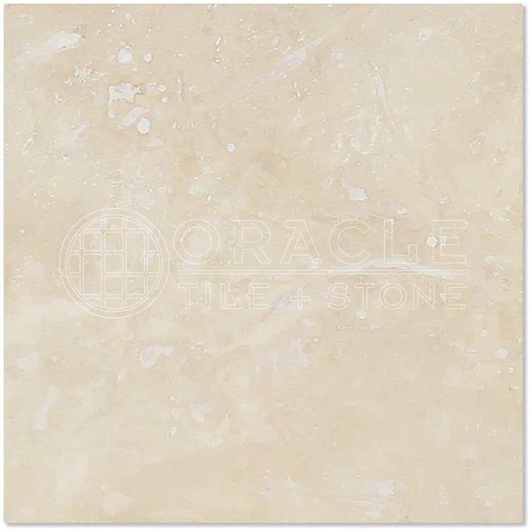 Ivory (Light) Travertine 12"X12" Subway Field Tile, Filled & Honed - Tilefornia