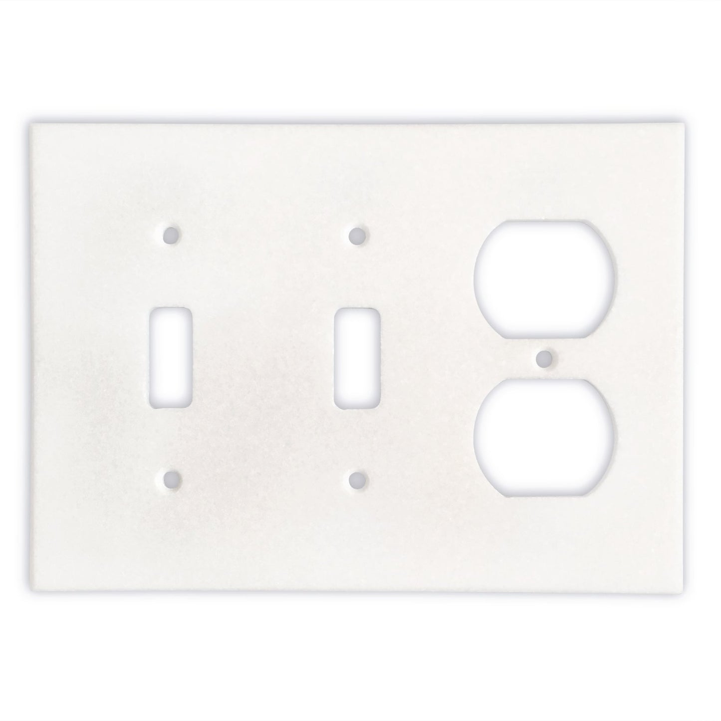 Greek Thassos White Marble Switch Plate Cover, Polished-DOUBLE TOGGLE DUPLEX - Tilefornia