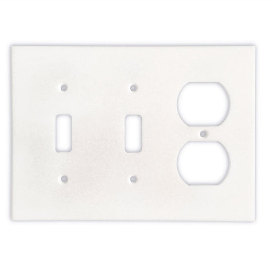 Greek Thassos White Marble Switch Plate Cover, Polished-DOUBLE TOGGLE DUPLEX - Tilefornia
