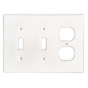 Greek Thassos White Marble Switch Plate Cover, Polished-DOUBLE TOGGLE DUPLEX - Tilefornia