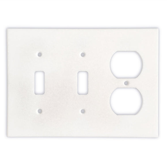 Greek Thassos White Marble Switch Plate Cover, Polished-DOUBLE TOGGLE DUPLEX - Tilefornia