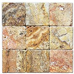 Scabos Travertine 4 X 4 Tile, Tumbled - Lot of 50 sq. ft. - Tilefornia