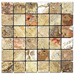 Scabos 2 X 2 Tumbled Travertine Mosaic Tile - Box of 5 sq. ft. - Tilefornia