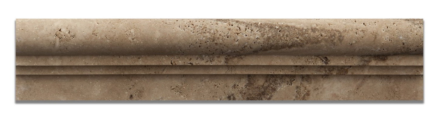 Walnut Travertine Honed 2 1/2 X 12 Chair Rail Ogee-2 Molding - Standard Quality - BOX of 10 PCS - Tilefornia